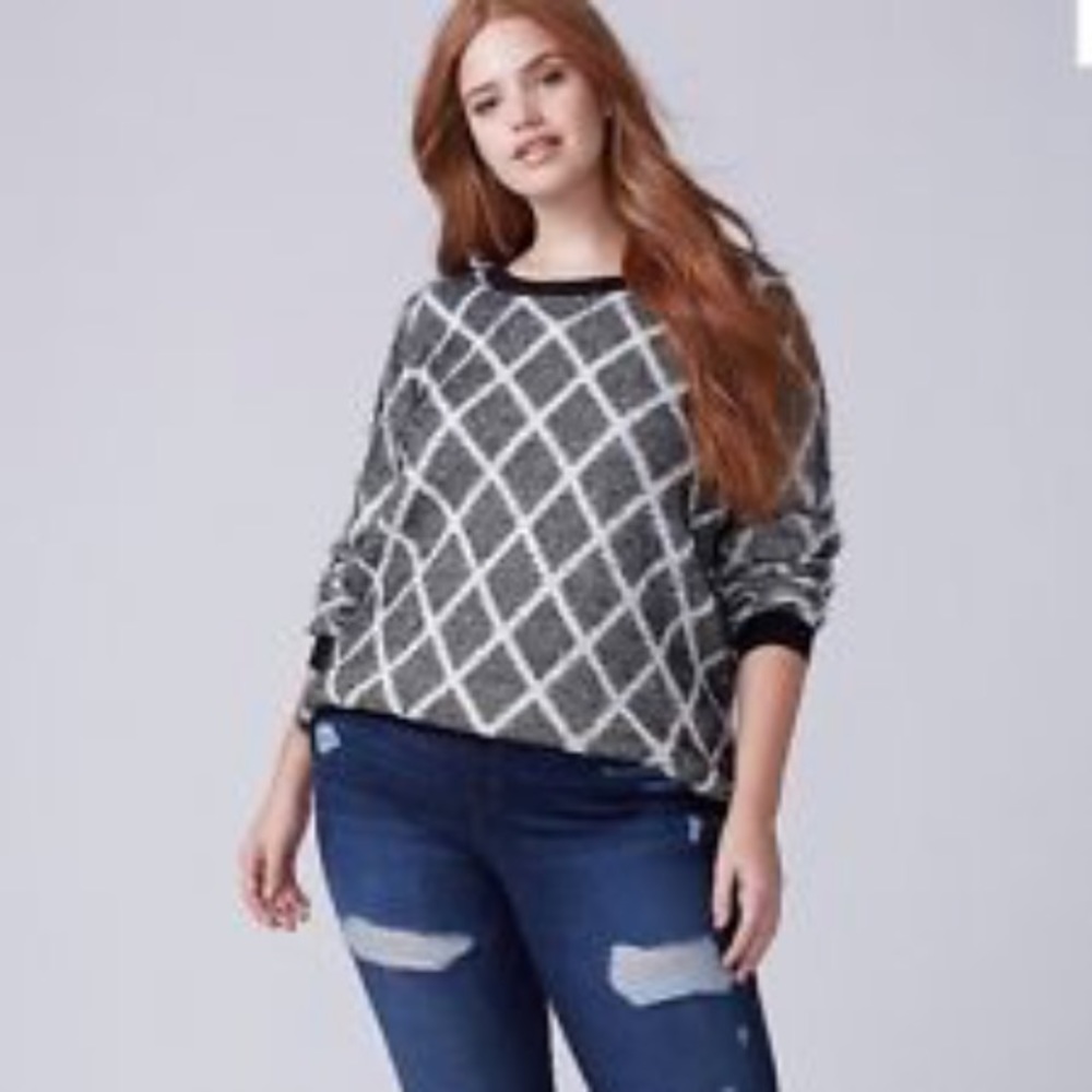 Lane Bryant - eyelash sweater-2x soft black white